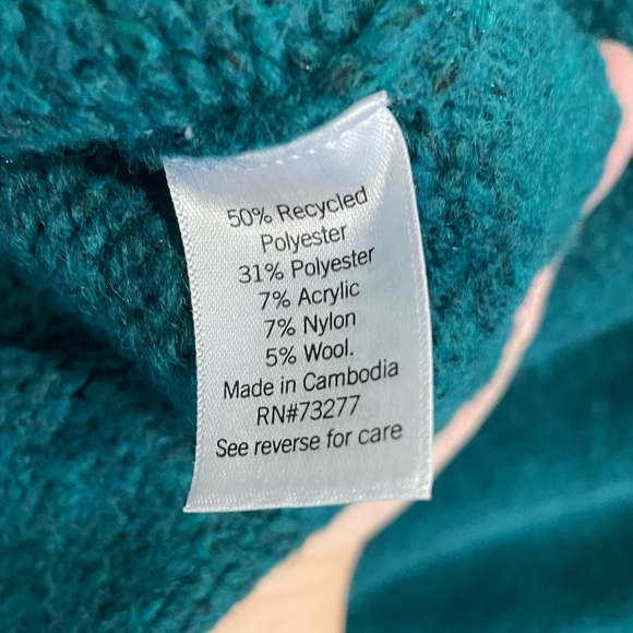 NWT Nine West Persian Teal Chunky Cable Knit Sweater XL - Picture 7 of 7
